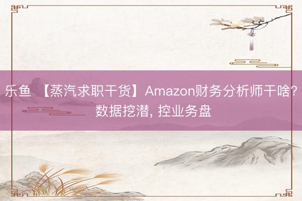 乐鱼 【蒸汽求职干货】Amazon财务分析师干啥? 数据挖潜, 控业务盘
